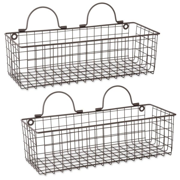 Design Imports Medium Rustic Bronze Wire Wall Basket - Set of 2 Z02020